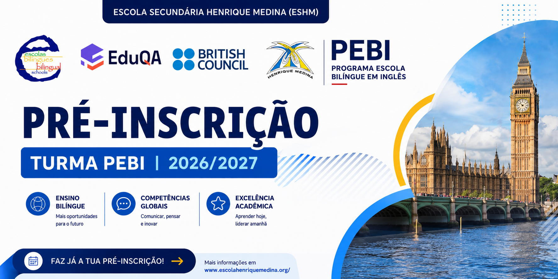 Cartaz Programa de Ensino Bilingue em Inglês 2026/2027